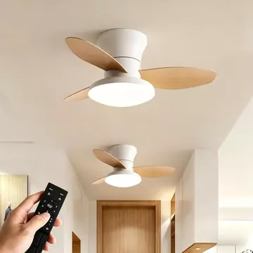 Đèn Quạt Trần Bắc Âu Có Điều Khiển Từ Xa 6 Tốc Độ Có Thể Điều Chỉnh 3 Màu Đèn LED Nhà Bếp Phòng Khách Phòng Ngủ Quạt Đèn Chùm Trần