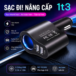 Bộ sạc xe hơi Mini 3 trong 1 có cổng USB kép Sạc nhanh đa năng Bộ sạc xe hơi 12V / 24V