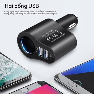 Bộ sạc xe hơi Mini 3 trong 1 có cổng USB kép Sạc nhanh đa năng Bộ sạc xe hơi 12V / 24V