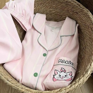 Bộ đồ ngủ mèo màu hồng dễ thương, phù hợp cho nữ hoặc làm bộ quần áo gia đình thoáng khí