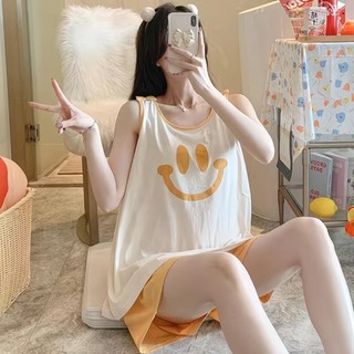 Bộ đồ ngủ không tay vest nữ dáng rộng và thoáng khí