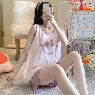 Bộ đồ ngủ không tay vest nữ dáng rộng và thoáng khí
