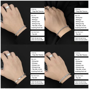 Vòng tay Hip-Hop bằng thép không gỉ và titan, thiết kế unisex, dễ phối đồ - Nhiều mẫu mã