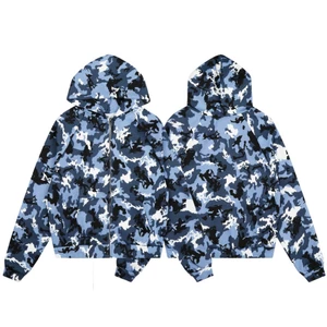 Áo Hoodie có khóa kéo cỡ lớn Unisex High Street Blue Camo, lấy cảm hứng từ CRTZ