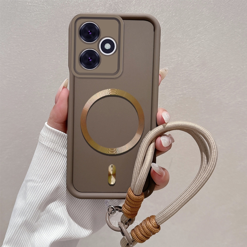 Ốp Lưng Cho infinix Smart 8 hot 40i Smart 8 HD Silicone TPU Mờ Phong Cách Vỏ Điện Thoại Kim Loại Thẩm Mỹ Từ Tính Thiết Kế Mới Miễn Phí Tinh Tế Treo Dây