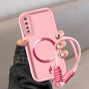 Ốp Lưng Cho Realme 7 Silicone TPU frosted Phong Cách Điện Thoại Thẩm Mỹ Kim Loại Từ Tính Thiết Kế Mới Miễn Phí Tinh Tế Treo Dây