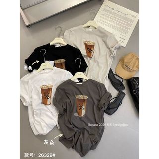 Áo Thun Nữ Cotton Cổ Tròn Tay Ngắn In Họa Tiết Hoạt Hình Mới 2026