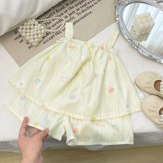 MuyoNowo Trẻ Em 2 Chiếc Quần Short Camisole Cool Strawberry In Rayon Lyocell Trang Phục Mùa Hè