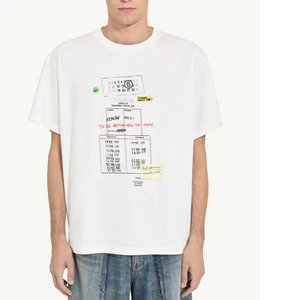 Áo thun ngắn tay in chữ cổ điển cỡ lớn Unisex, Đen / Trắng