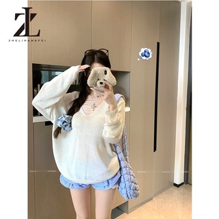 ZHELIHANGFEI Áo chống nắng dài tay cổ chữ V dệt kim