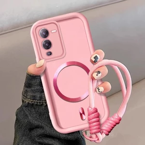 Ốp Lưng Cho vivo V25 PRO V25 V25E Silicone TPU Mờ Phong Cách Vỏ Điện Thoại Kim Loại Thẩm Mỹ Từ Tính Thiết Kế Mới Miễn Phí Tinh Tế Treo Dây
