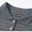 Áo sơ MI Polo ngoại cỡ màu xám Unisex, Áo thun dài tay cổ sọc đại học MI có Logo Mini