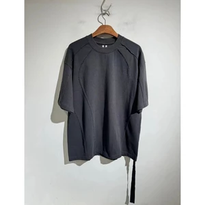 Áo thun ngoại cỡ Unisex, Áo thun ngắn tay màu trơn giải cấu trúc kiểu RO, Xám đen / mơ