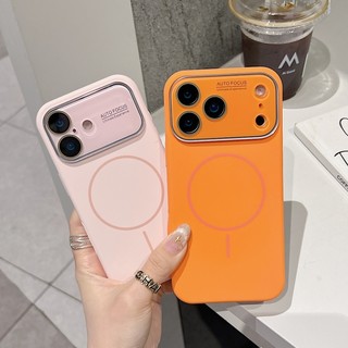 Ốp điện thoại silicon màu cam tích hợp cửa sổ lớn phù hợp cho iPhone 14 15 16 17 Pro Max bao gồm tất cả vỏ chống rơi và chống bụi bẩn