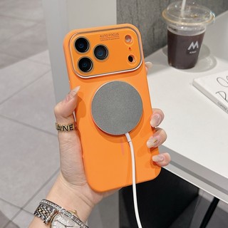 Ốp điện thoại silicon màu cam tích hợp cửa sổ lớn phù hợp cho iPhone 14 15 16 17 Pro Max bao gồm tất cả vỏ chống rơi và chống bụi bẩn