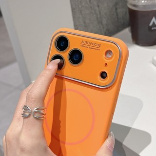 Ốp điện thoại silicon màu cam tích hợp cửa sổ lớn phù hợp cho iPhone 14 15 16 17 Pro Max bao gồm tất cả vỏ chống rơi và chống bụi bẩn