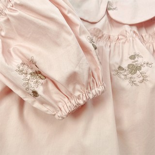 MuyoNowo Bé Gái 100% Cotton Thêu Hoa Áo Búp Bê Cổ Phồng Tay Dài Trẻ Em Áo Sơ Mi