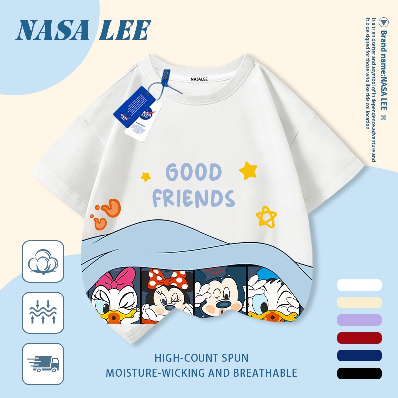 🏰 Giao hàng trong ngày 🏰 Áo thun trẻ em NASA cotton trắng thoáng khí in hình Disney thời trang, tay ngắn thoải mái cho bé 3-16 tuổi cả trai và gái.