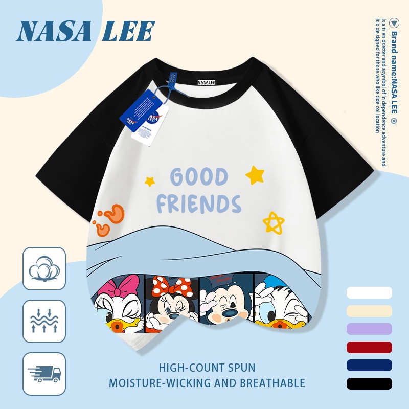 🏰 Giao hàng trong ngày 🏰 Áo thun trẻ em NASA cotton trắng thoáng khí in hình Disney thời trang, tay ngắn thoải mái cho bé 3-16 tuổi cả trai và gái.