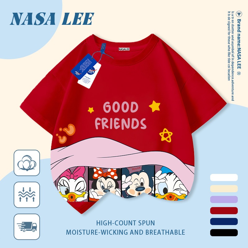 🏰 Giao hàng trong ngày 🏰 Áo thun trẻ em NASA cotton trắng thoáng khí in hình Disney thời trang, tay ngắn thoải mái cho bé 3-16 tuổi cả trai và gái.