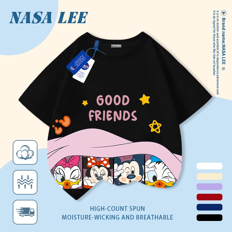 🏰 Giao hàng trong ngày 🏰 Áo thun trẻ em NASA cotton trắng thoáng khí in hình Disney thời trang, tay ngắn thoải mái cho bé 3-16 tuổi cả trai và gái.