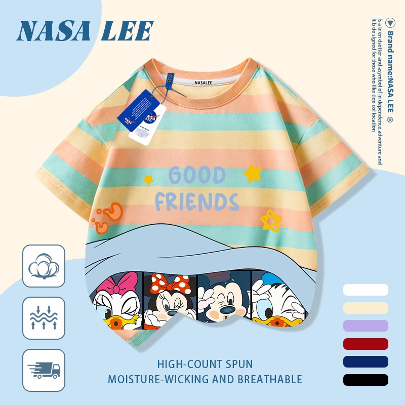 🏰 Giao hàng trong ngày 🏰 Áo thun trẻ em NASA cotton trắng thoáng khí in hình Disney thời trang, tay ngắn thoải mái cho bé 3-16 tuổi cả trai và gái.