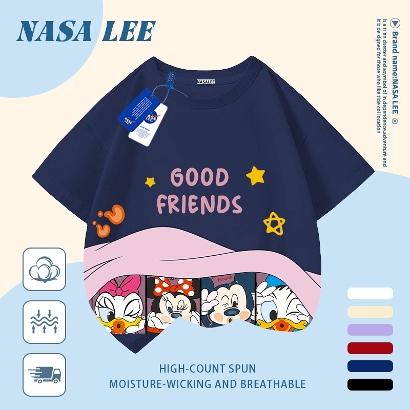 🏰 Giao hàng trong ngày 🏰 Áo thun trẻ em NASA cotton trắng thoáng khí in hình Disney thời trang, tay ngắn thoải mái cho bé 3-16 tuổi cả trai và gái.