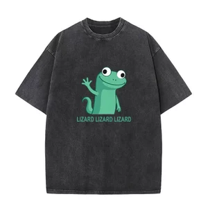 Áo Thun Unisex Meme Thằn Lằn Cho Nam/Nữ, 100% Bông, Phong Cách Vintage, Thời Trang Dạo Phố