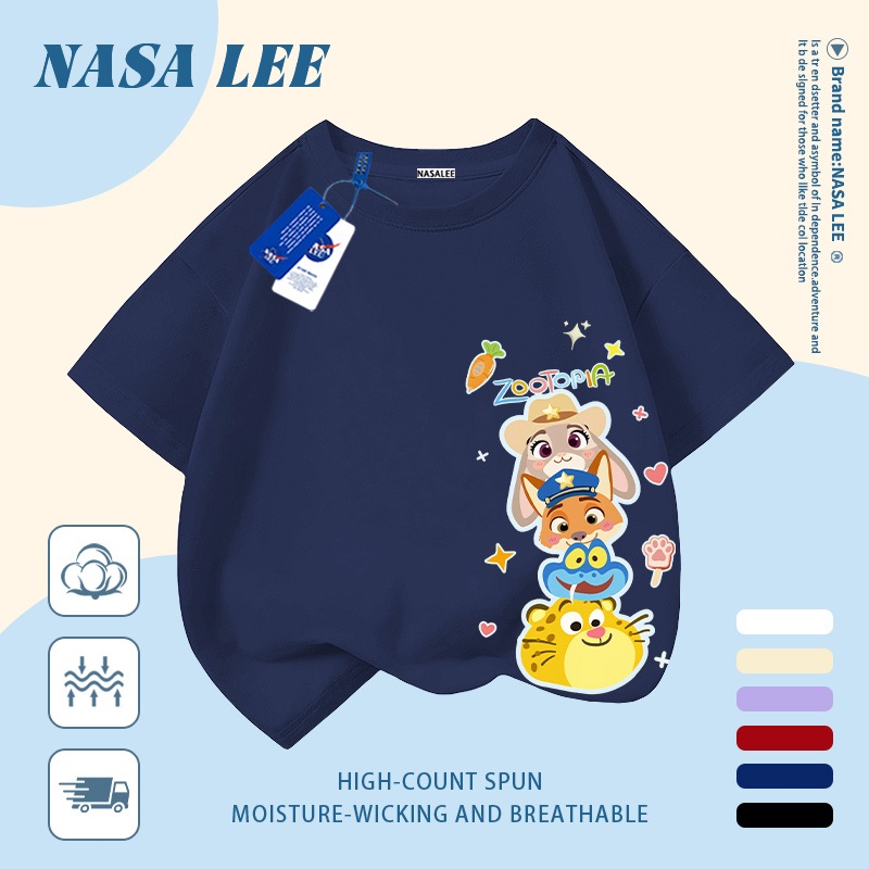 【Giao hàng trong ngày】 Áo thun trẻ em NASA cotton trắng thoáng khí in hình thành phố động vật dễ thương thời trang, tay ngắn thoải mái cho bé 3-16 tuổi cả trai và gái.