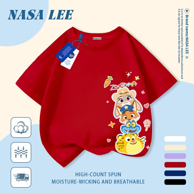 【Giao hàng trong ngày】 Áo thun trẻ em NASA cotton trắng thoáng khí in hình thành phố động vật dễ thương thời trang, tay ngắn thoải mái cho bé 3-16 tuổi cả trai và gái.
