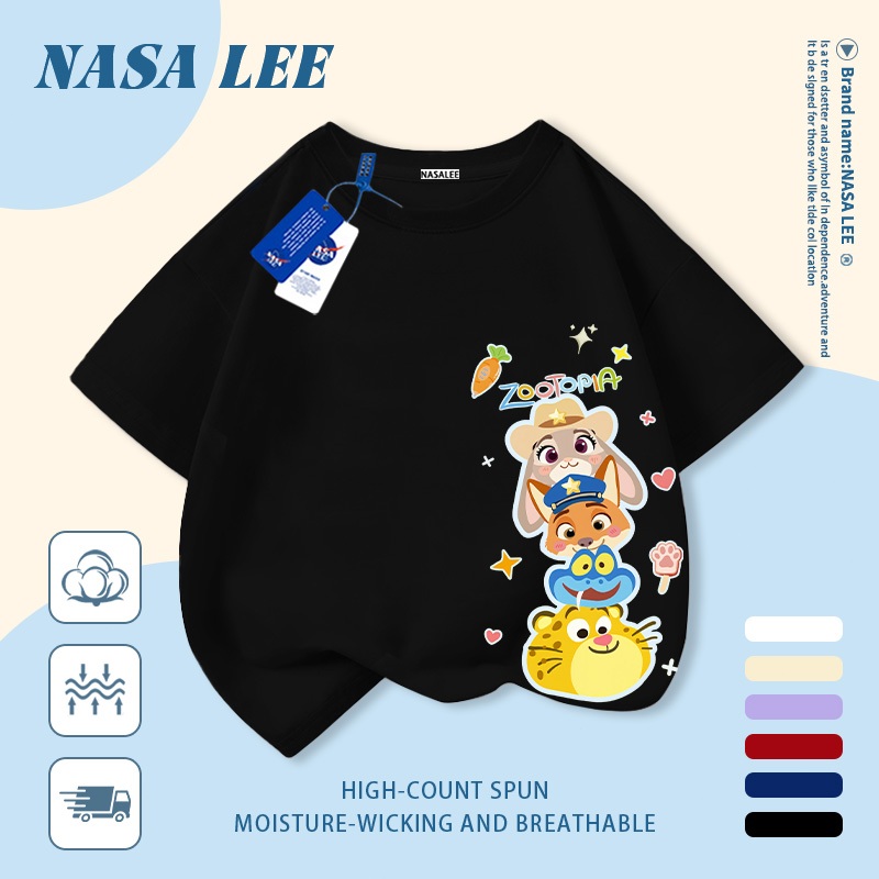 【Giao hàng trong ngày】 Áo thun trẻ em NASA cotton trắng thoáng khí in hình thành phố động vật dễ thương thời trang, tay ngắn thoải mái cho bé 3-16 tuổi cả trai và gái.