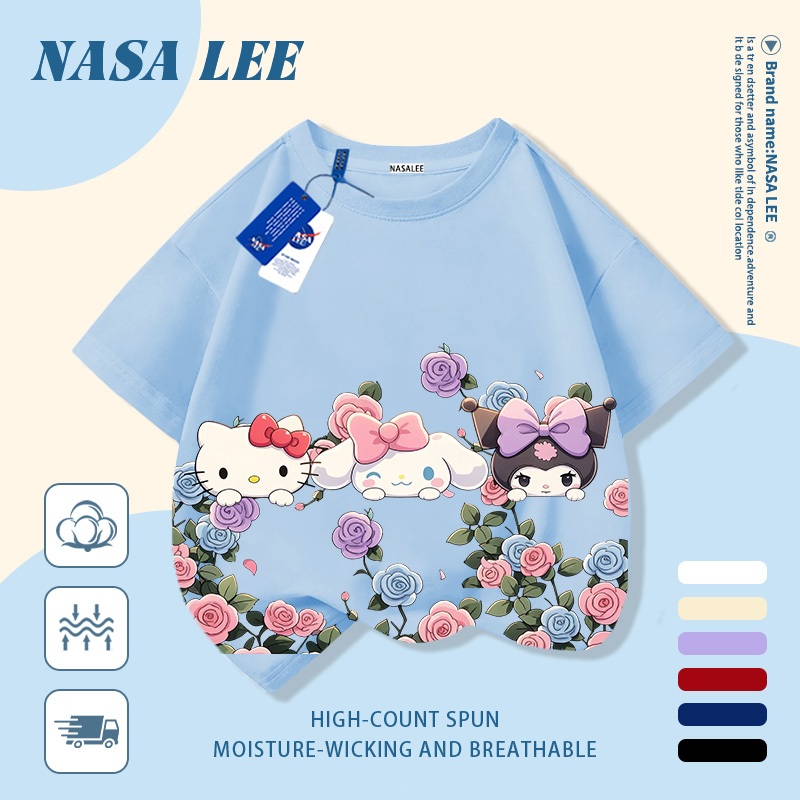 【Giao hàng trong ngày】 Áo thun trẻ em chủ đề vũ trụ cotton trắng thoáng khí in hình hoạt hình ngộ nghĩnh dễ thương thời trang, tay ngắn thoải mái cho bé 3-16 tuổi cả trai và gái.