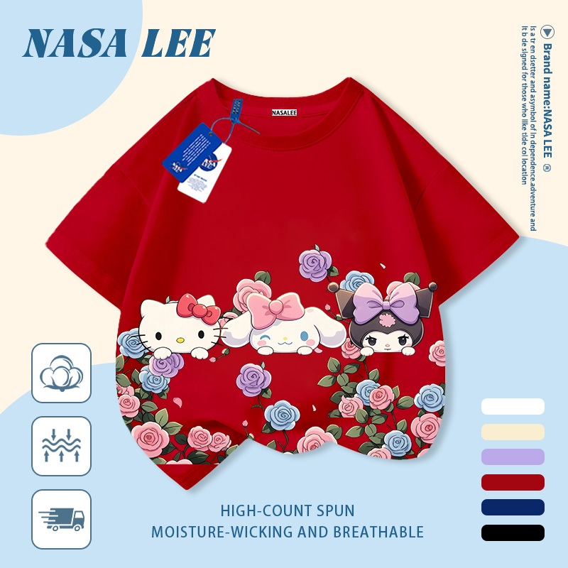 【Giao hàng trong ngày】 Áo thun trẻ em chủ đề vũ trụ cotton trắng thoáng khí in hình hoạt hình ngộ nghĩnh dễ thương thời trang, tay ngắn thoải mái cho bé 3-16 tuổi cả trai và gái.
