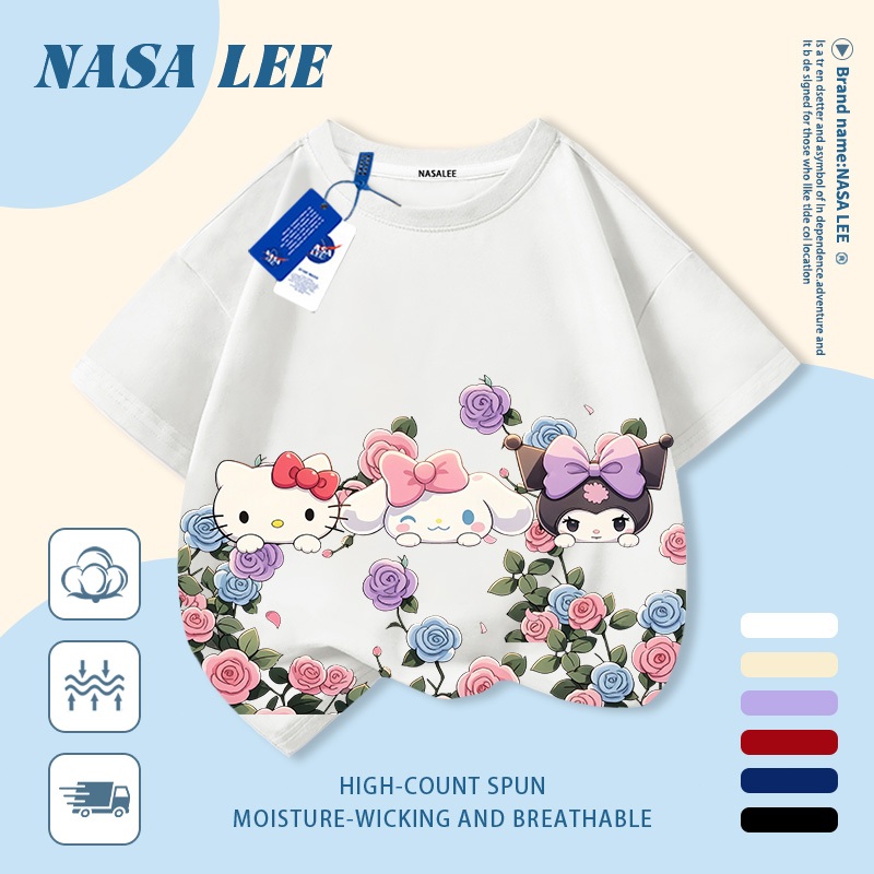 【Giao hàng trong ngày】 Áo thun trẻ em chủ đề vũ trụ cotton trắng thoáng khí in hình hoạt hình ngộ nghĩnh dễ thương thời trang, tay ngắn thoải mái cho bé 3-16 tuổi cả trai và gái.