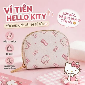 Ví đựng thẻ và tiền xu Hello Kitty nhỏ gọn, dung tích lớn, dễ thương, tiện mang theo, dùng để đựng thẻ căn cước và tiền xu