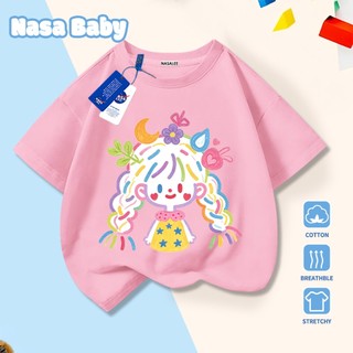 Áo thun in hình cô gái hoạt hình NASA tay ngắn, dành cho nam nữ trẻ em, chất liệu cotton, giao hàng trong 24 giờ.