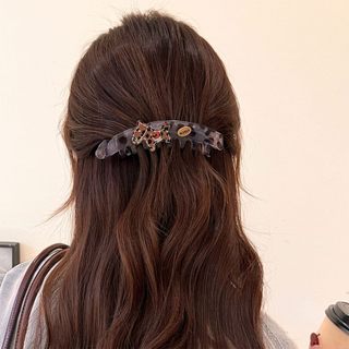 Đơn giản sang trọng - Kẹp tóc da báo in hình ngựa cao đuôi lớn chống trơn trượt