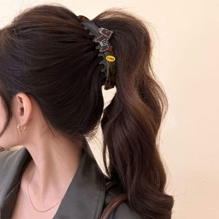 Đơn giản sang trọng - Kẹp tóc da báo in hình ngựa cao đuôi lớn chống trơn trượt