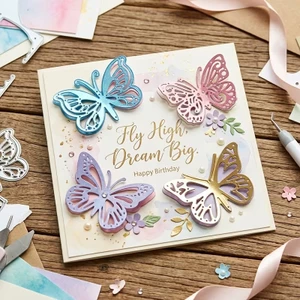 4 Bướm Kim Loại Thép Carbon Cắt Khuôn Thêu Sò Dập Nổi Khắc Mẫu DIY Album Ảnh Thiệp Chúc Mừng Cắt Chết Giấy Thủ Công Dụng Cụ