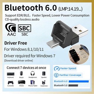 Bộ thu Bluetooth EDR & BLE Bộ phát âm thanh Trình điều khiển miễn phí Hỗ trợ Windows 8.1 / 10 / 11 cho bàn phím tai nghe Loa di chuột Máy in