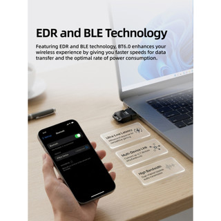 Bộ thu Bluetooth EDR & BLE Bộ phát âm thanh Trình điều khiển miễn phí Hỗ trợ Windows 8.1 / 10 / 11 cho bàn phím tai nghe Loa di chuột Máy in