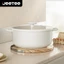 【Giá thấp lịch sử toàn shop】JEETEE Nồi Canh Chống Dính Phủ Gốm Trắng 24/28cm Kèm Nắp Kính PFOA Free Dùng Cho Bếp Từ, Bếp Gas, Bếp Hồng Ngoại
