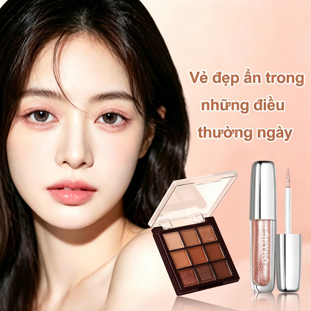 SKYKO Bảng phấn mắt 9 màu Shine High Pigment Glittering Shimmering
