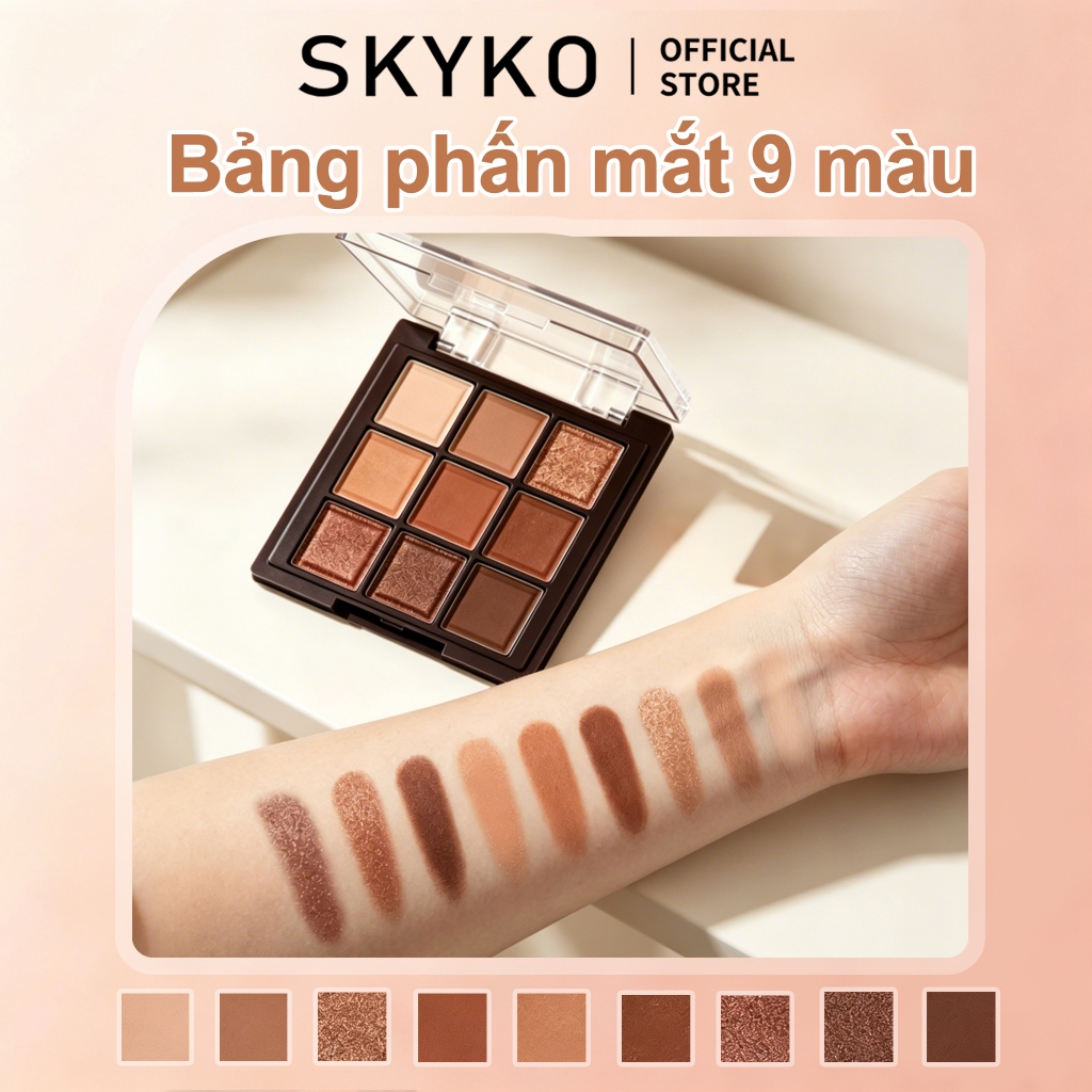 SKYKO Bảng phấn mắt 9 màu Shine High Pigment Glittering Shimmering