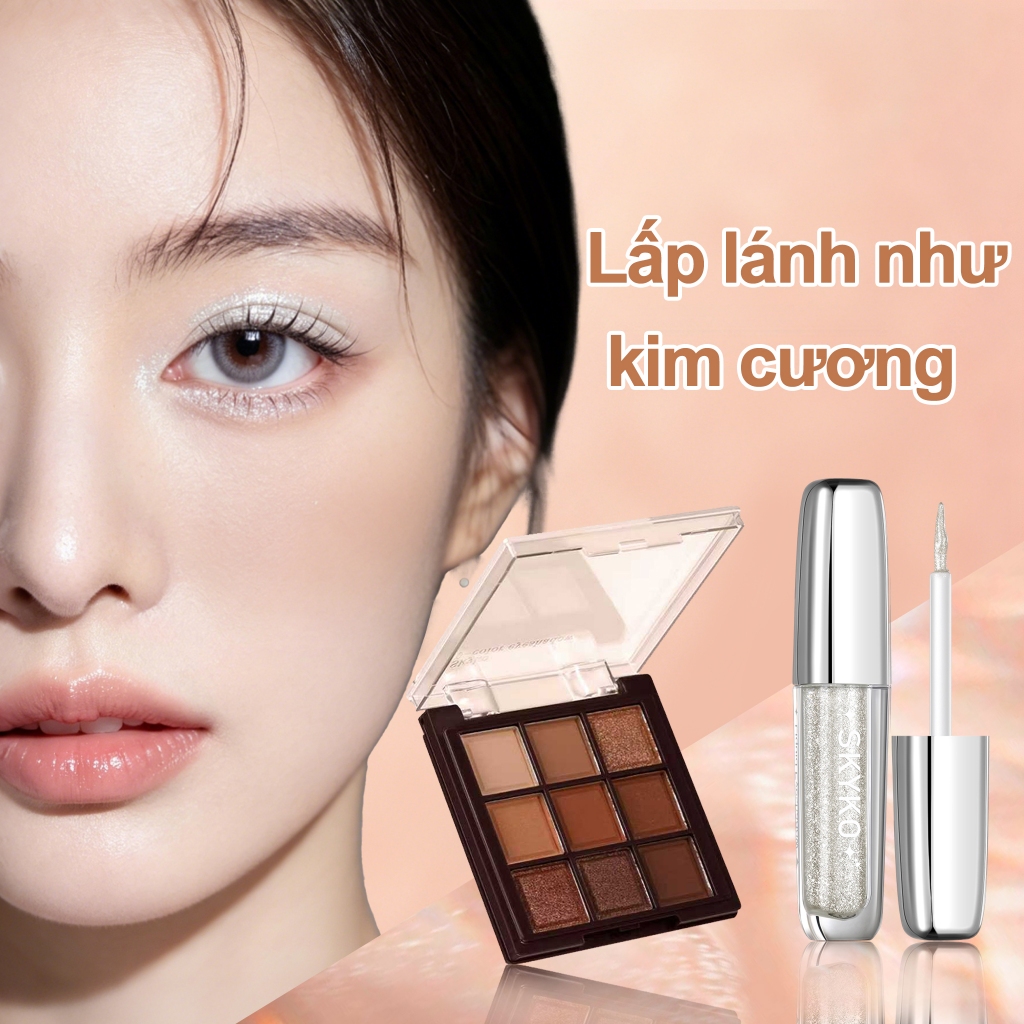 SKYKO Bảng phấn mắt 9 màu Shine High Pigment Glittering Shimmering