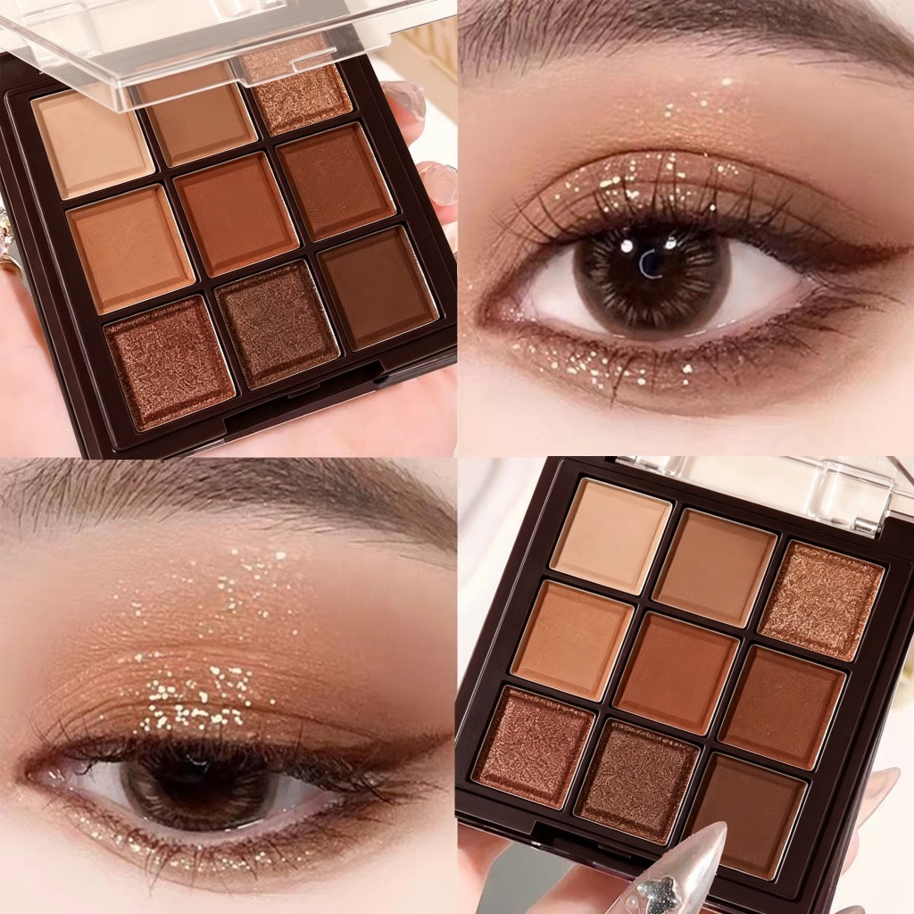 SKYKO Bảng phấn mắt 9 màu Shine High Pigment Glittering Shimmering
