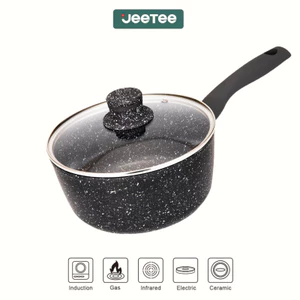 【Giá thấp lịch sử toàn shop】JEETEE Nồi Sữa Chống Dính Đá Maifan 16/18/20cm Màu Xám Có Nắp, Nấu Ăn Dặm Cho Bé, Dùng Cho Bếp Từ & Bếp Gas