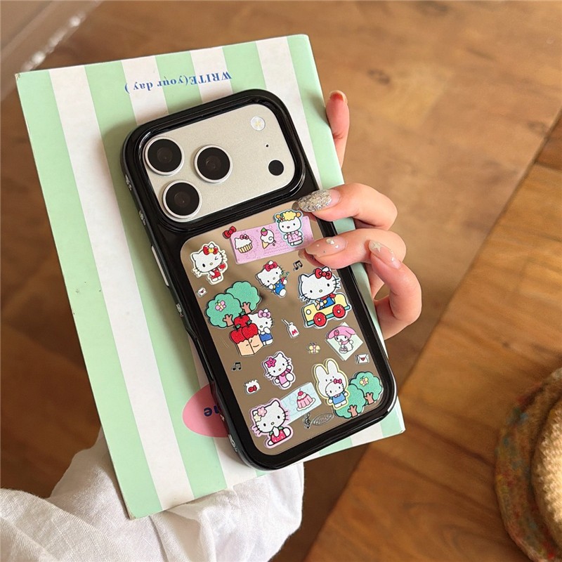 IPhone 17 Pro Max Mirror Cat pattern Vỏ điện thoại chất liệu Acrylic