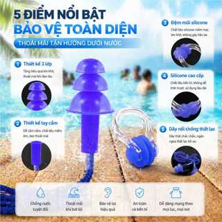 Nút Bịt Tai Có Dây Đeo Chống Rơi, Kẹp Mũi Bơi Lội – 1/2/3 Cái – Chất Liệu Silicone Mềm Mại, Chống Nước Chuyên Nghiệp, Tái Sử Dụng – Dùng Cho Tắm Và Bơi, Chống Nước Vào Tai – Phù Hợp Lặn Biển Nông, Chống Hít Nước – Cho Cả Người Lớn Và Trẻ Em