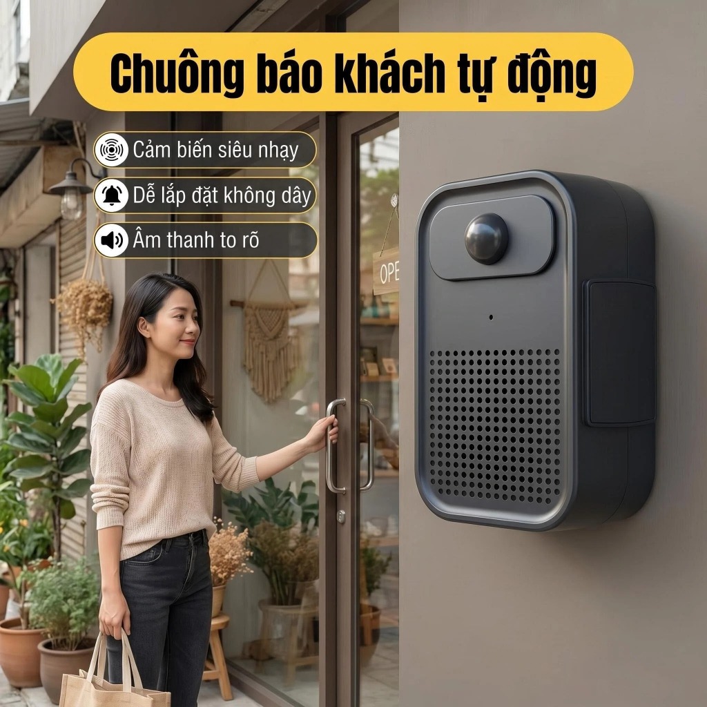 Chuông cửa được chào đón, Chuông cửa cảm biến tự động, Cài đặt yêu thích tùy chỉnh, Có thể được tùy chỉnh bằng giọng nói